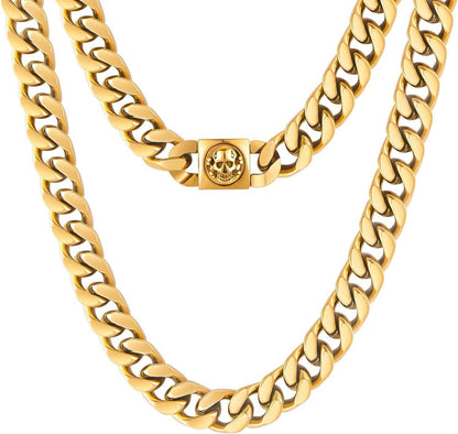 Hochwertige 12mm Herren Panzerkette mit Löwenkopf Verschluss, 18K Gold