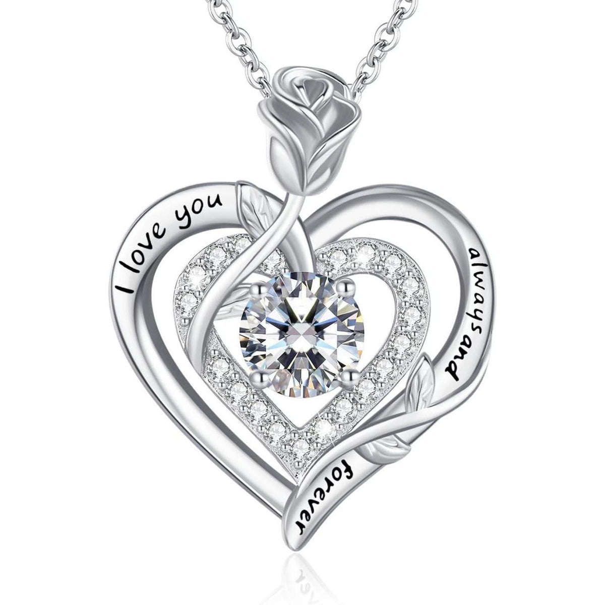 Moissanite Halskette Damen Silber 925 Herz Anhänger Valentinstag Geschenk
