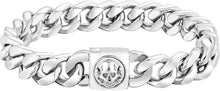 KRKC&CO 12mm Cuban Armband mit Totenkopf Verschluss, 18K Gold