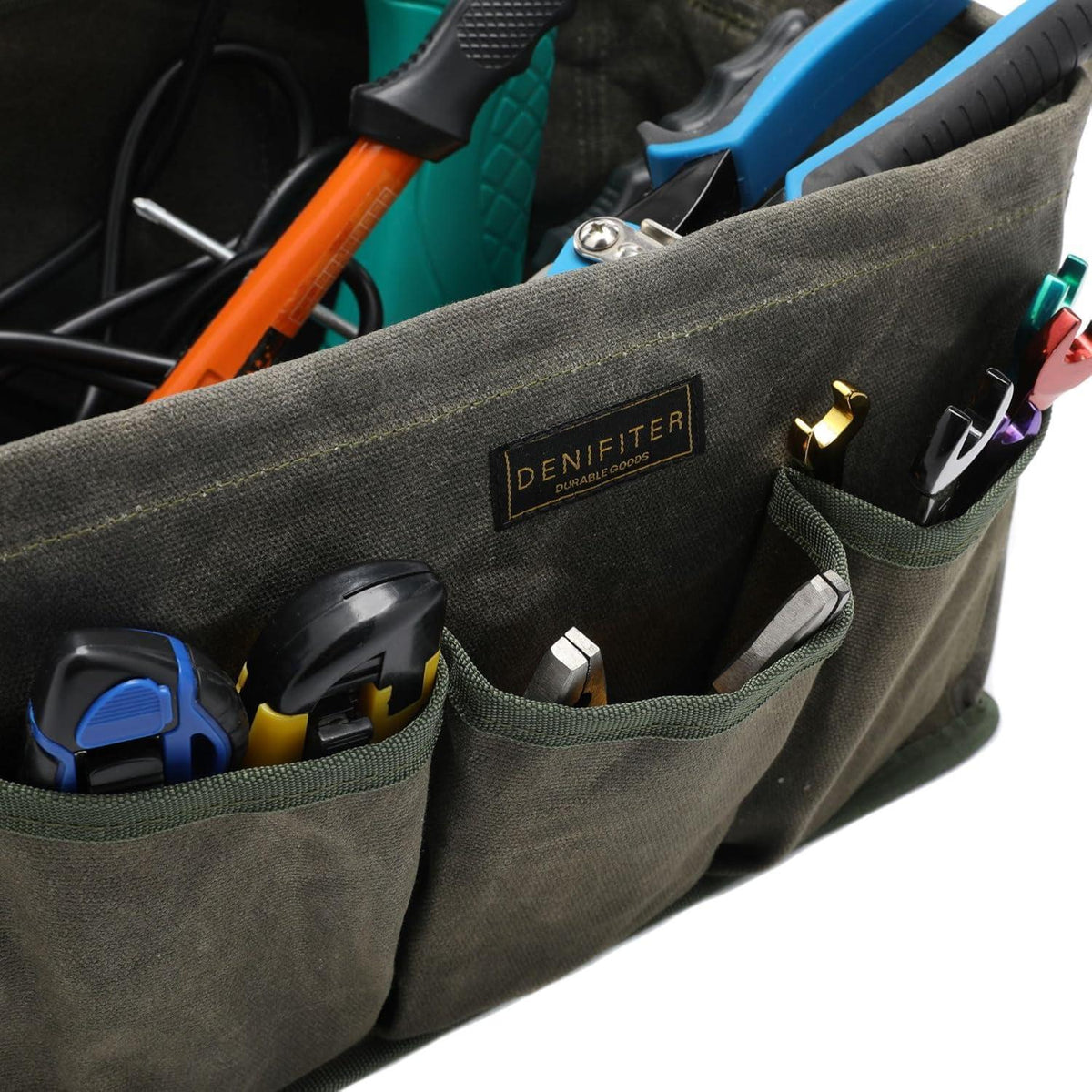 Werkzeugtasche aus gewachster Leinwand, Armeegrün