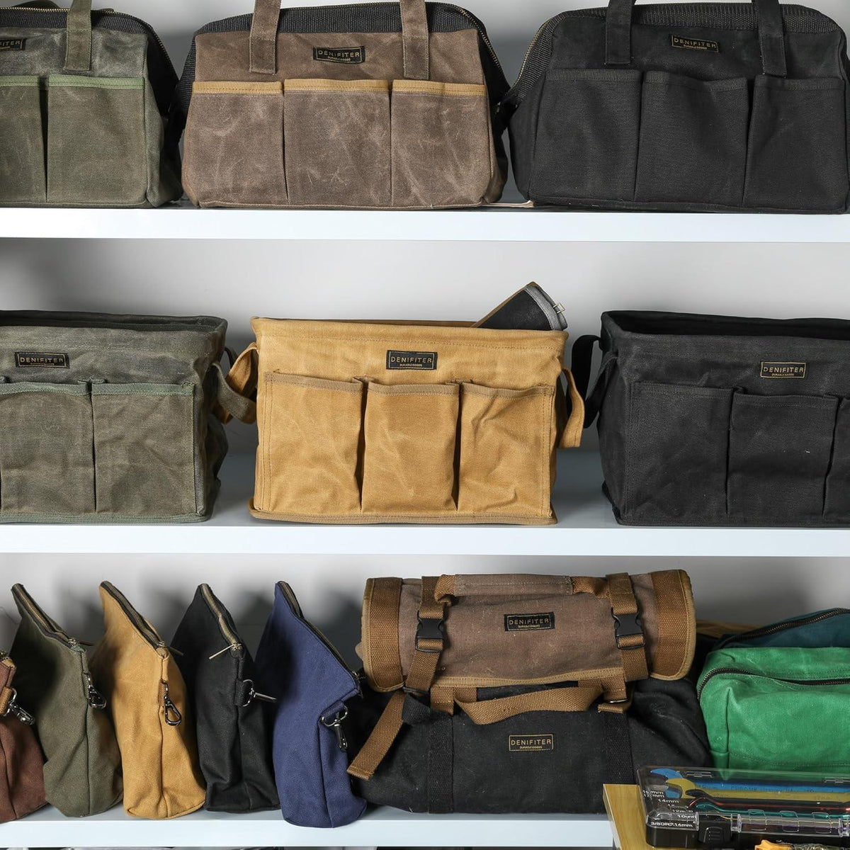 Werkzeugtasche aus gewachster Leinwand, Armeegrün