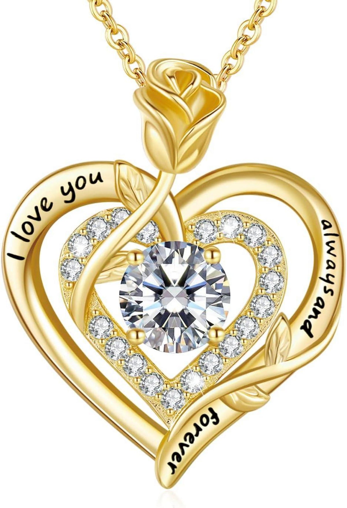 Moissanite Herz Halskette Silber 925 Gold Rosegold 1 Karat Doppel Herz