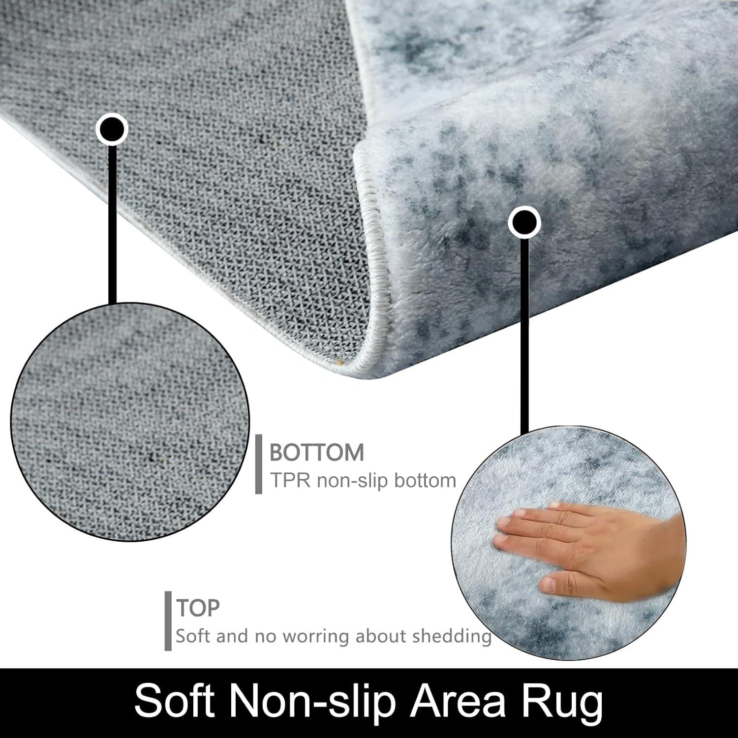 Modernes Grau Weiß Teppich 120x160cm - Maschinenwaschbar & Rutschfeste Rückseite