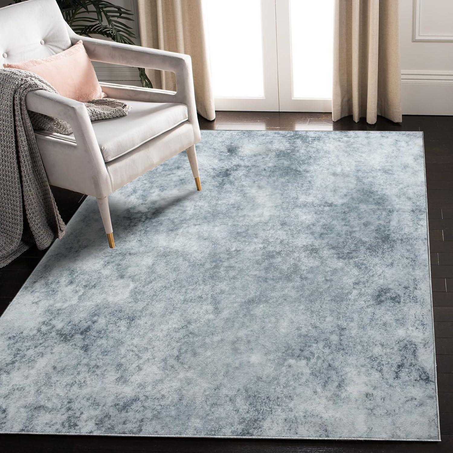 Weicher Kurzflor Teppich 120x160cm Grau Weiß Modern Abstrakt