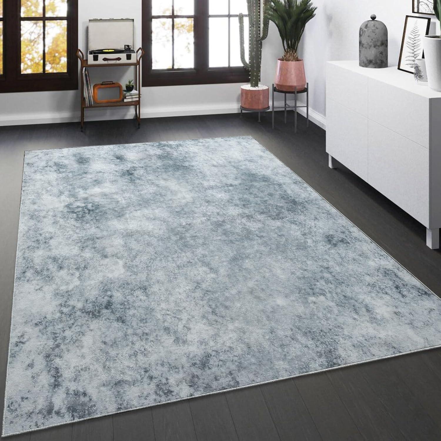 Teppich Grau Weiß Abstrakt Modern Kurzflorig 120x160cm