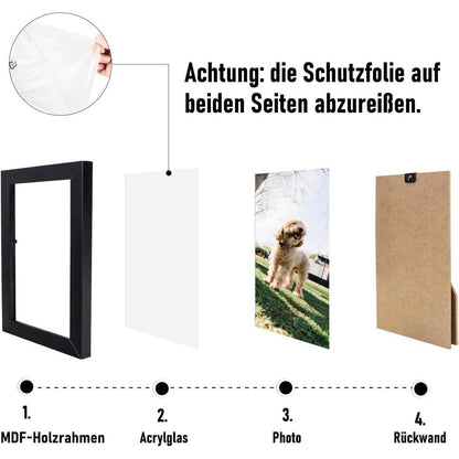 Kollyseek Bilderrahmen Set 13x18 cm Schwarz Acrylglas