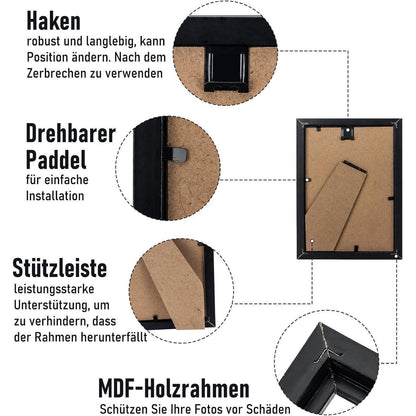 Kollyseek Bilderrahmen Set 13x18 cm Schwarz Acrylglas
