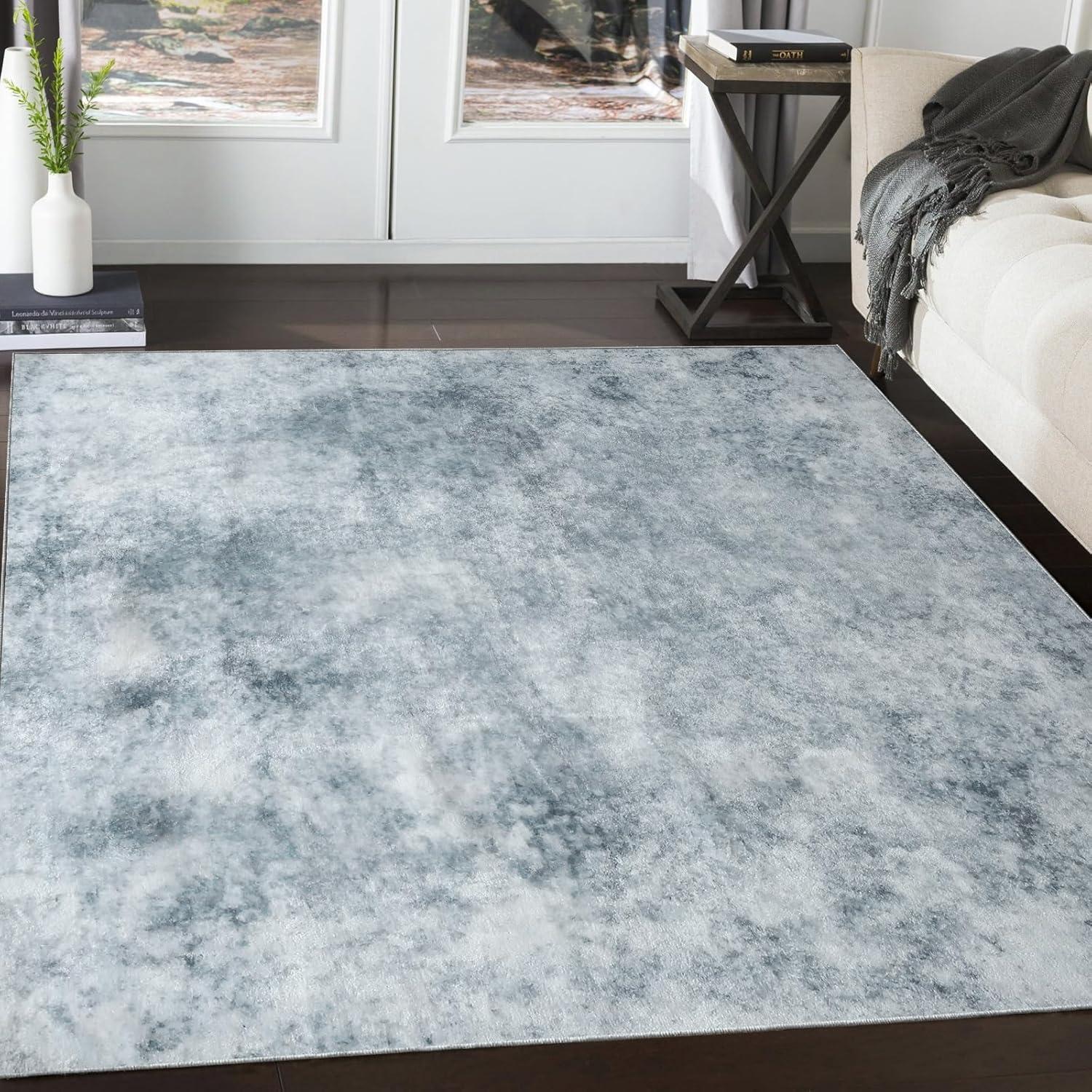 Moderne Kurzflor Teppich | Rutschfeste Rückseite | Grau