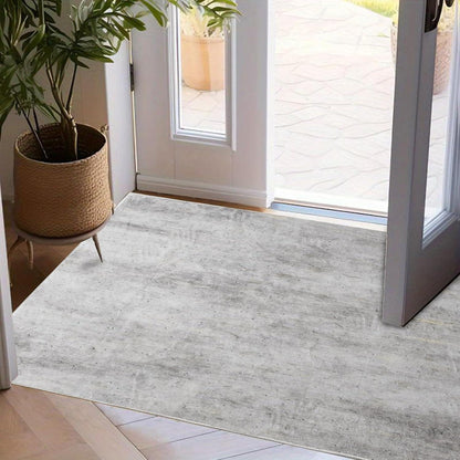 Großer moderner Teppich Kurzflor Grau Weiß 60x120cm waschbar rutschfest