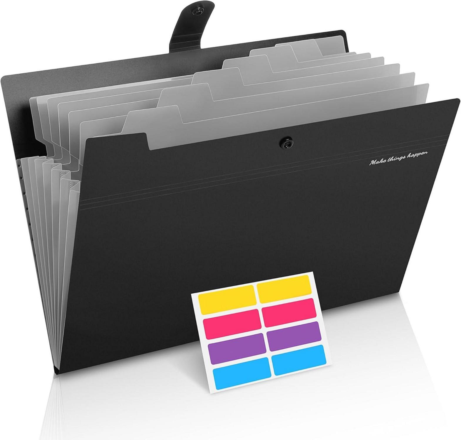 Dokumentenmappe A4 mit 8 Fächern Organizer Mappen Schwarz 2