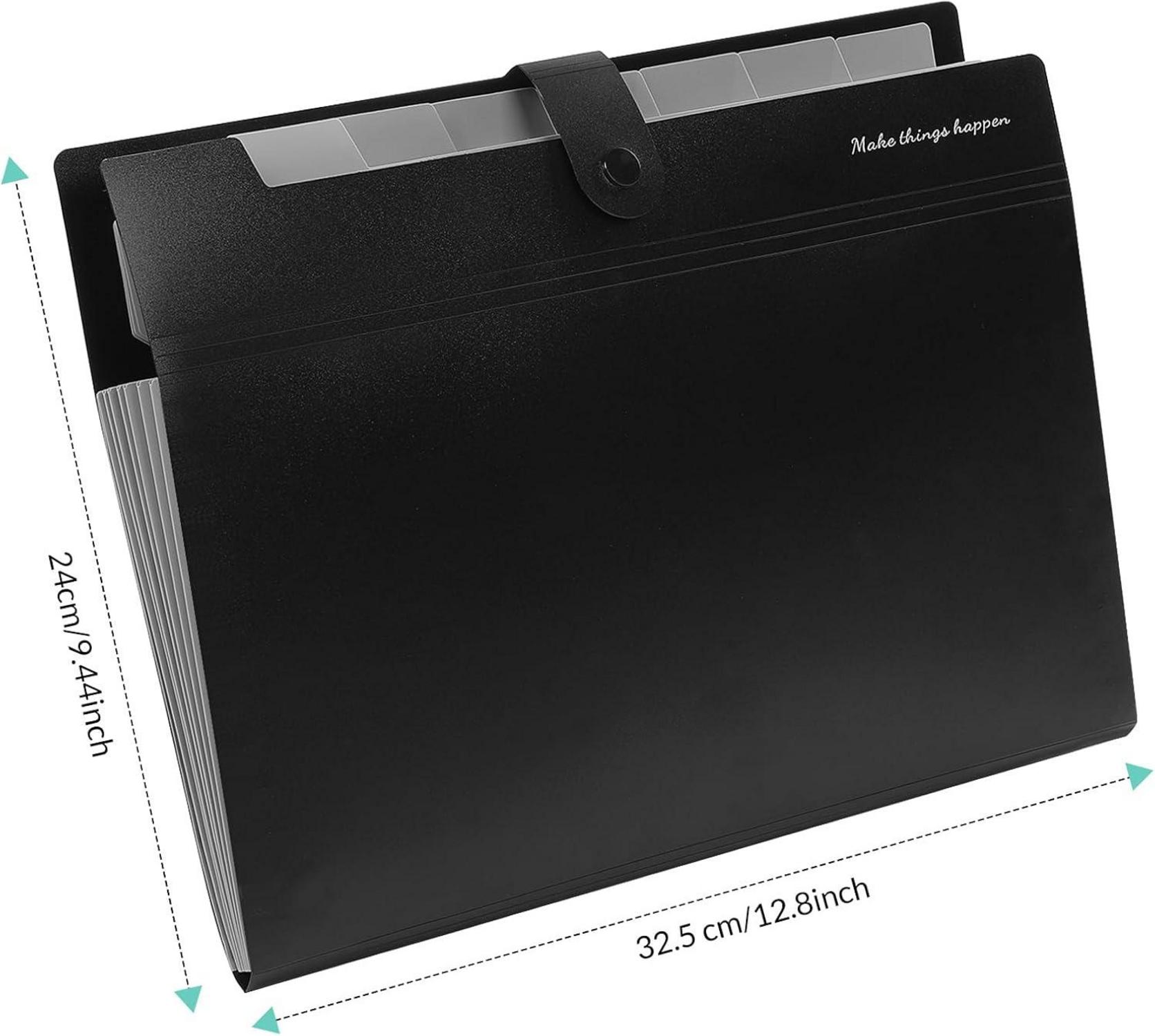 Dokumentenmappe A4 mit Fächern und Taschen, Schwarz, 2er Pack
