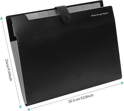 Dokumentenmappe A4 mit Fächern und Taschen, Schwarz, 2er Pack