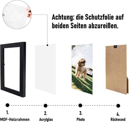 Kollyseek 20er Set Bilderrahmen 10x15cm Schwarz Acrylglas Portraitrahmen