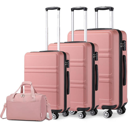 4-teiliges Hartschalen-Kofferset mit TSA-Schloss, Rosegold
