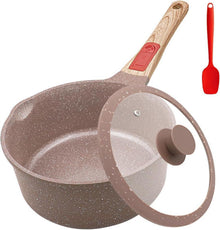 Keramik Stielkasserolle Antihaft 20 cm Deckel abnehmbar Braun