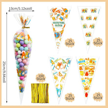 100x 25x13 cm Zuckertüten Goldverschluss, 4 Stile (100