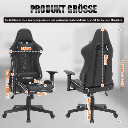 Ergonomischer Gaming Stuhl mit hoher Rückenlehne und Verstellbarkeit