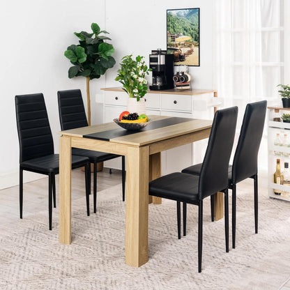 Esszimmergruppe Holz 110x70cm mit 4 Schwarz Stühlen