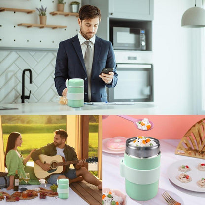 Eintopfbecher Edelstahl Matcha Grün 400ml Thermobehälter Essen