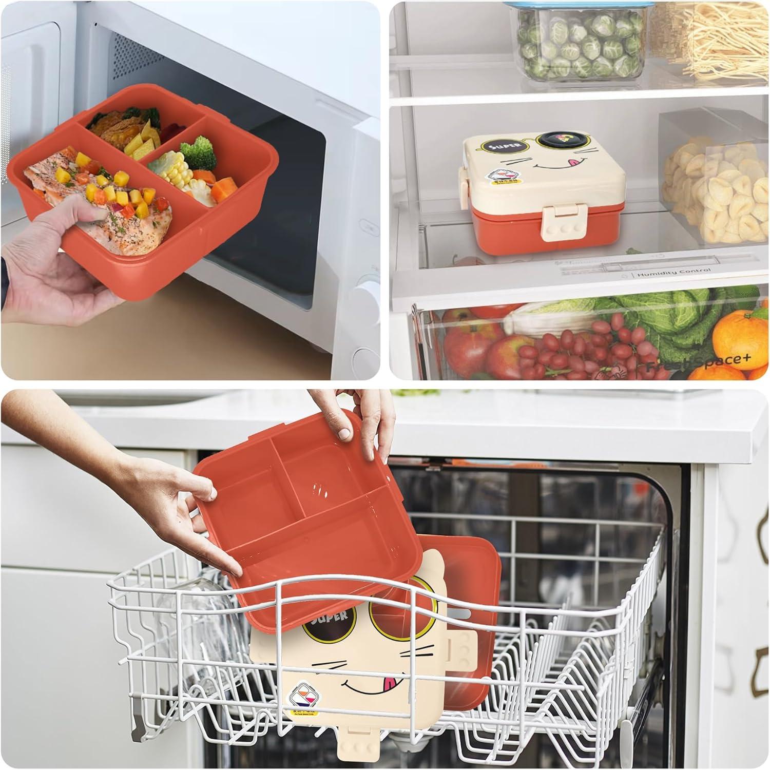 IJIAMY Brotdose Kinder mit Fächern, Auslaufsicher Lunchbox Bento Box Snackbox