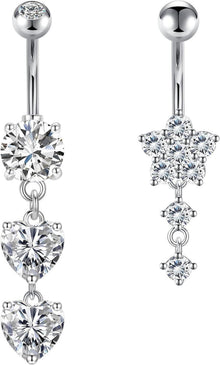 Bauchnabelpiercing Set 14G Chirurgenstahl Silber Gold Zirkonia