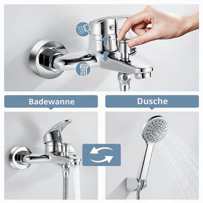 Badewannenarmatur mit Handbrause Chrom – Einfache Installation