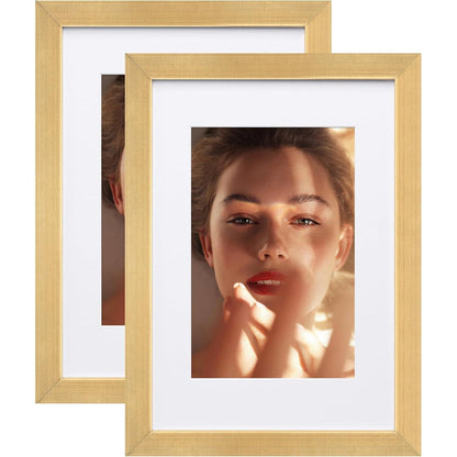Egofine A5 Aluminum Picture Frame Display with Mats 2 Pack