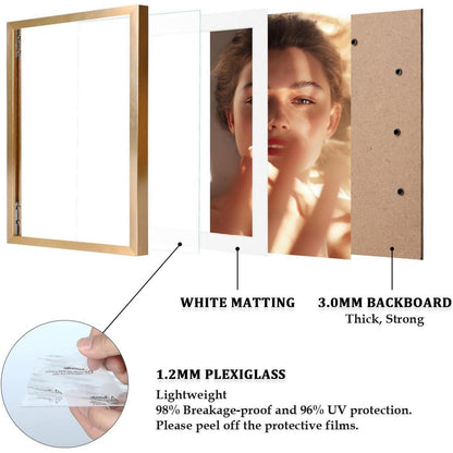 Egofine A5 Aluminum Picture Frame Display with Mats 2 Pack
