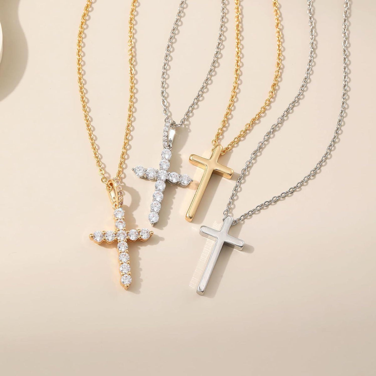 Kreuz Kette Damen Silber Anhänger Halskette Verstellbar Gold CZ