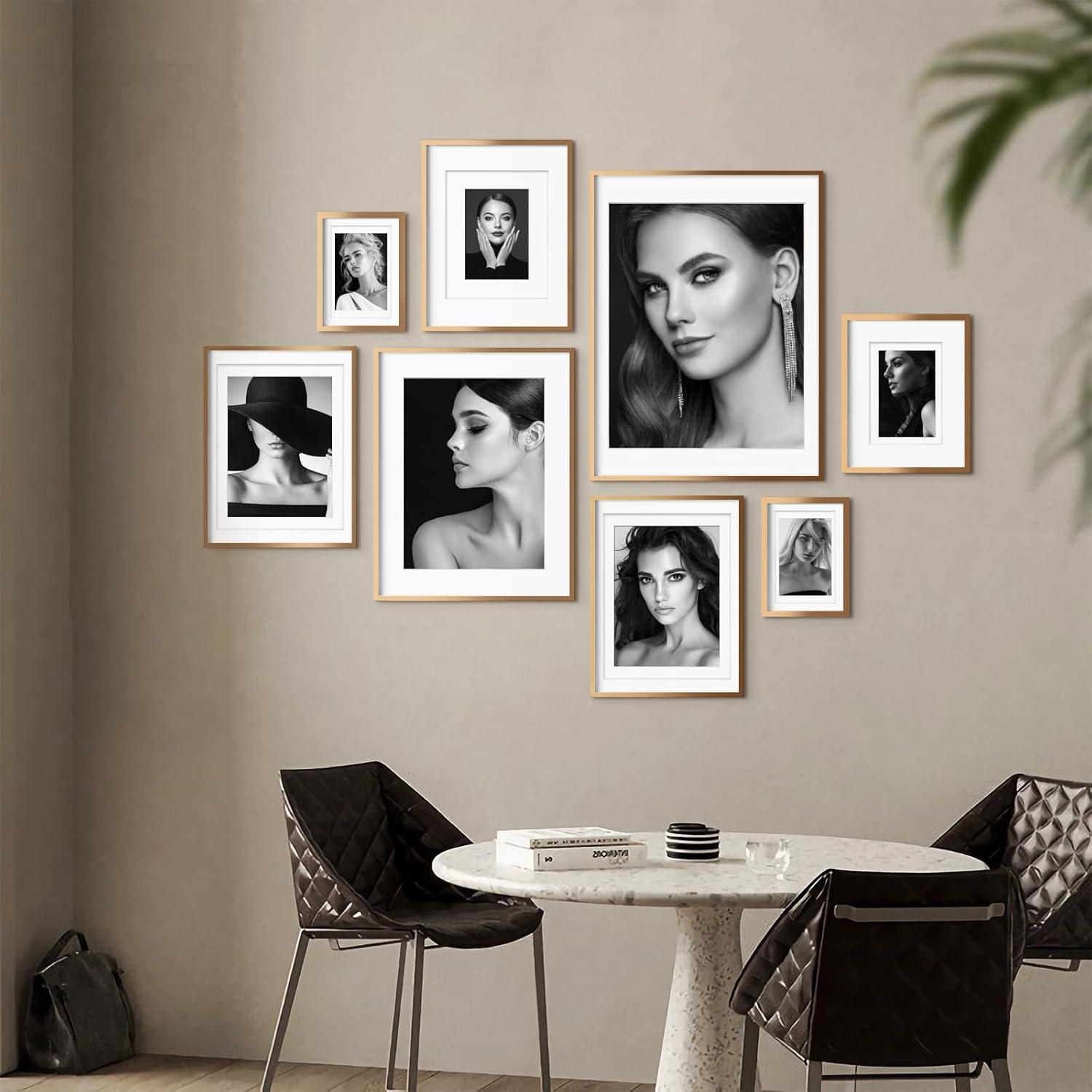 Gold A3 Aluminum Picture Frame Display with Mats, Plexiglass, Tabletop & Wall Mounting, 2 Pack