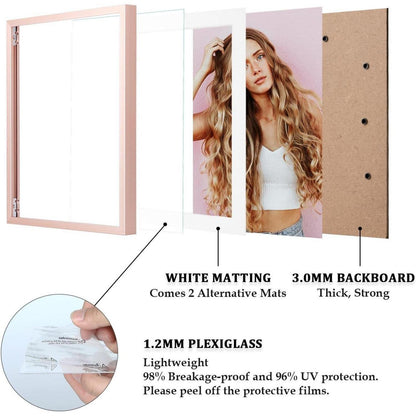 Aluminium Bilderrahmen 20x25 cm Rose Gold 2er Pack Plexiglas