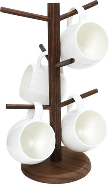 Kaffeebecherhalter Holz Kaffeetassenständer Theke 6 Haken Organizer