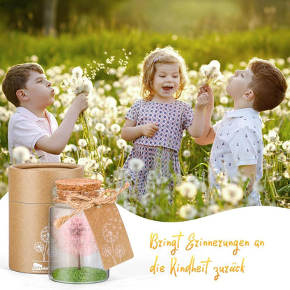 Echte Pusteblume im Glas - Handgemachtes Glücksbringer