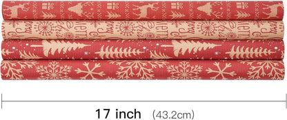 Weihnachts-Geschenkpapier 4 Rollen Kraftpapier Rentier