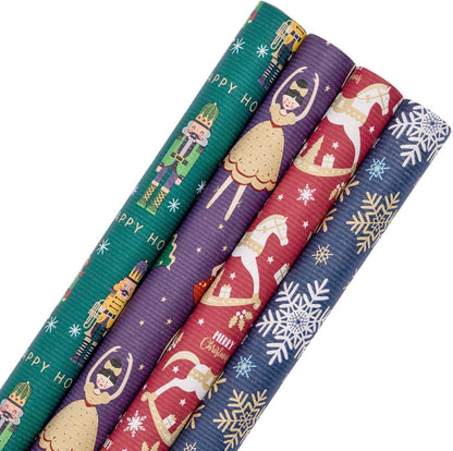 Weihnachts-Geschenkpapierrolle Kraftpapier Nussknacker Ballettmädchen Schneeflocken
