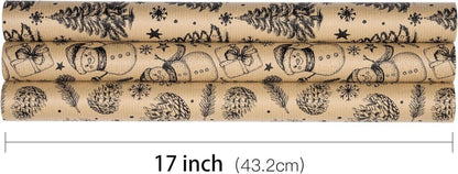 Weihnachts-Geschenkpapierrolle Kraftpapier Schwarzer Baum