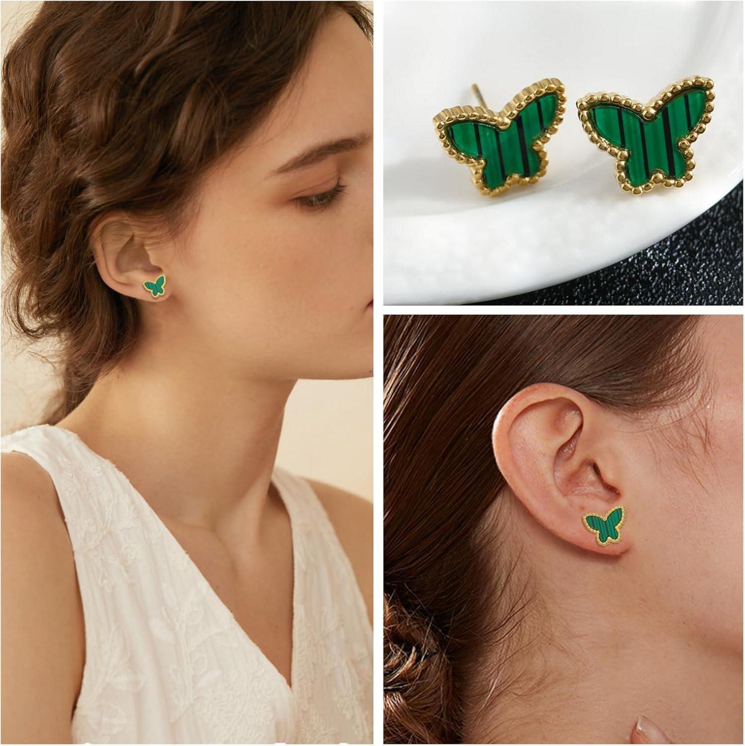 Schmetterling Schmuck Set für Damen Halskette Ohrringe Armband Ringe