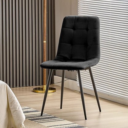 Gepolsterte Esszimmerstühle 4er Set, Samt & Metall Schwarz