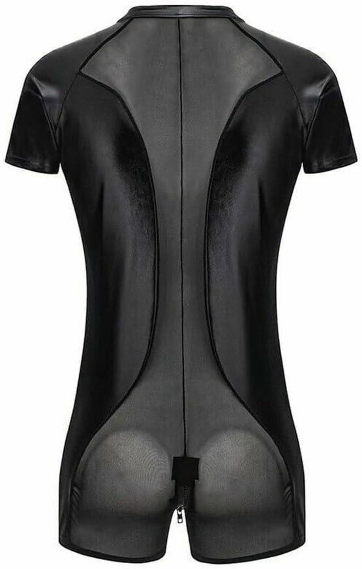 Herren Wetlook Leder Body Catsuit Sexy Dessous Overall XXL