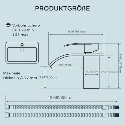 FORIOUS Wasserfall Waschbeckenarmatur Edelstahl 80MM Schwarz