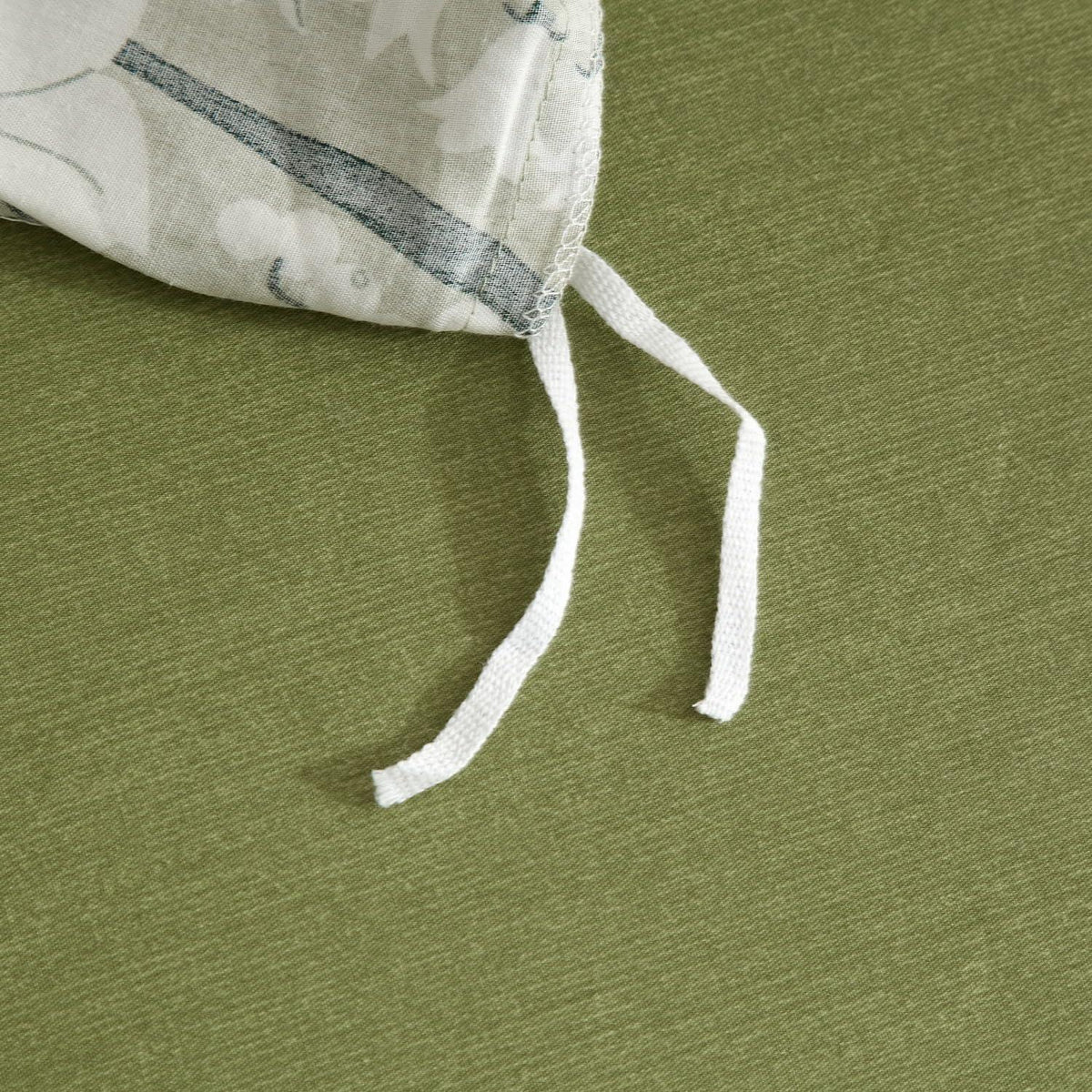 Baumwoll Bettwäsche Set Blumen Grün Weiß 220x240 cm