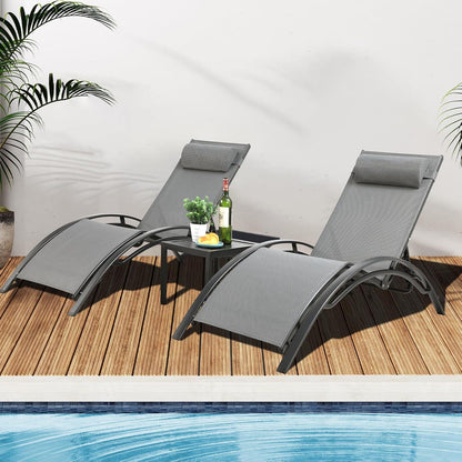 Aluminium Sonnenliege XXL mit Tisch & Kopfkissen, wetterfest, 5-fach