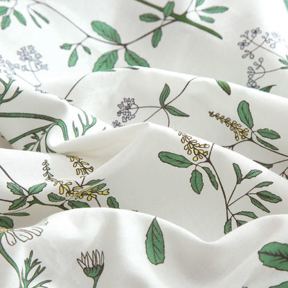 Blumen Bettwäsche Set 220x240 Baumwolle Weiß Grün