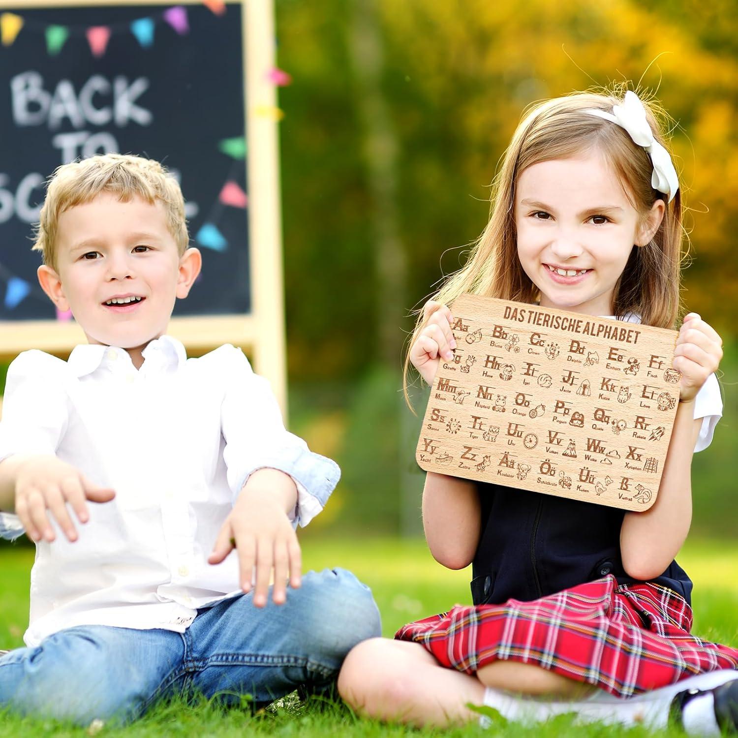 Frühstücksbrett ABC Schulanfang Deko Lernen Kinder Holz