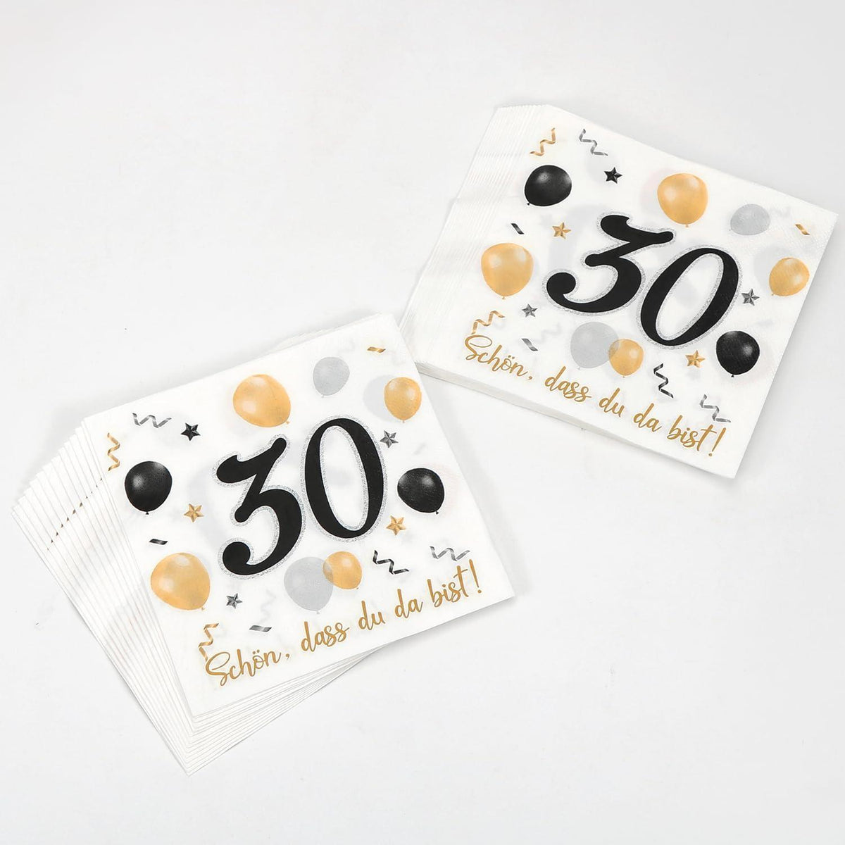 Servietten 30. Geburtstag, Schwarze Gold Party Deko 30er Jahre