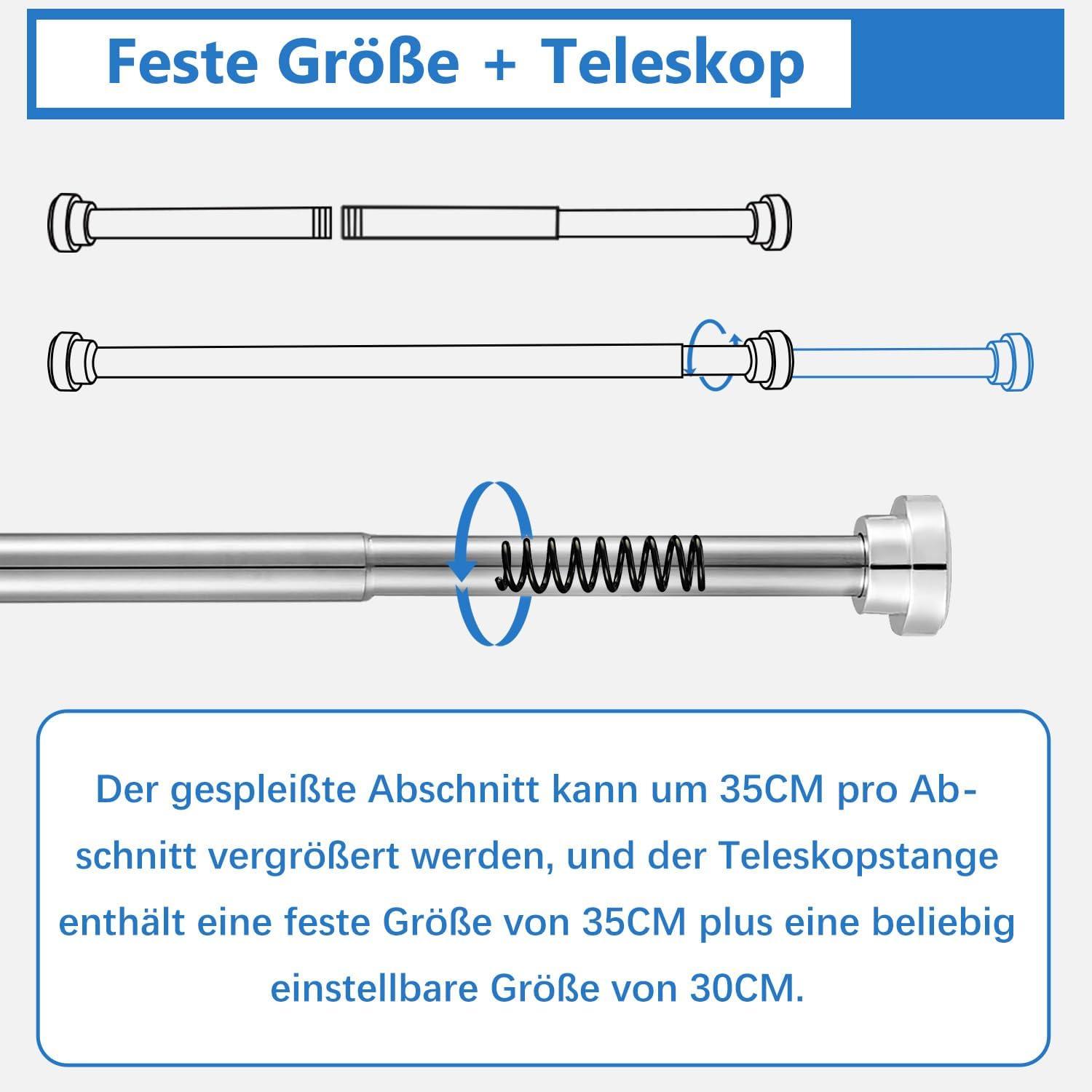 Verstellbare Duschvorhangstange Teleskopstange Silber 75-134CM