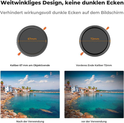 72mm ND CPL Filter K&F Concept Nano-K Serie 2-in-1 multifunktionaler Graufilter