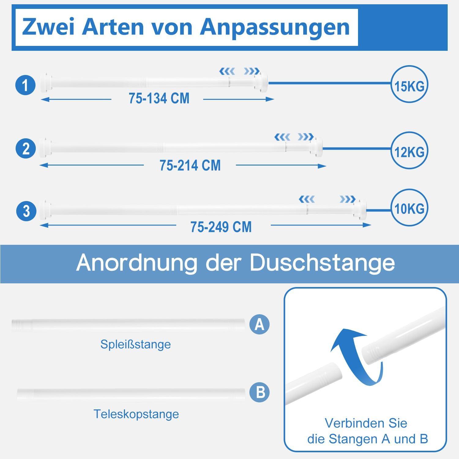 Gardinenstange Teleskopstange Ø25mm Duschvorhangstange