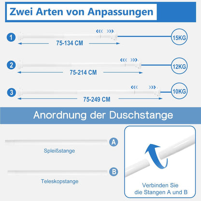 Verstellbare Duschvorhangstange aus