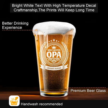 Opa-Bierglas in Fassbox mit bleifreiem Kristallglas - 480 ml